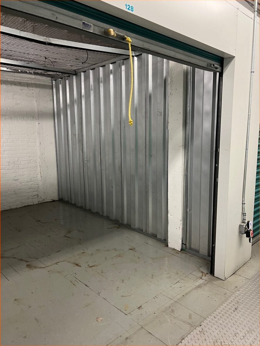 Storage unit, emptied and swept